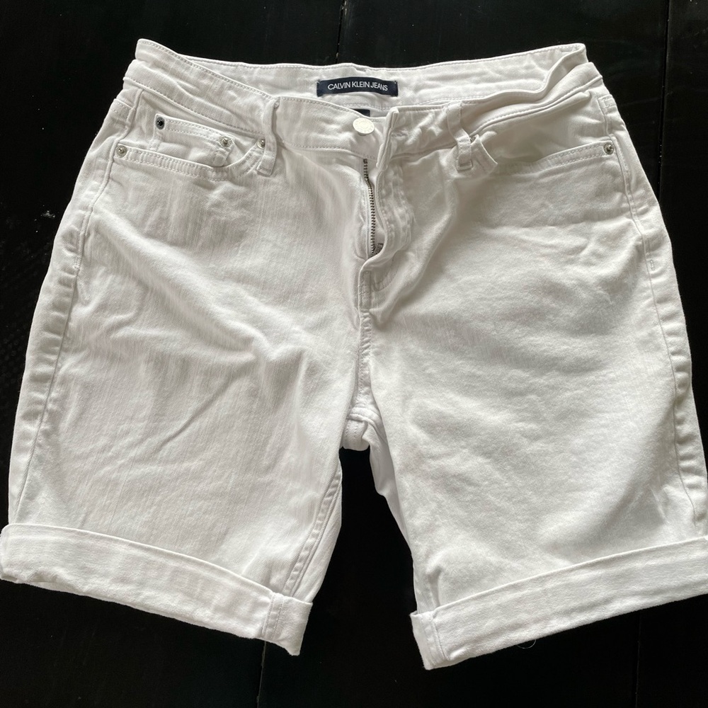 Calvin Klein Womens White Denim Shorts